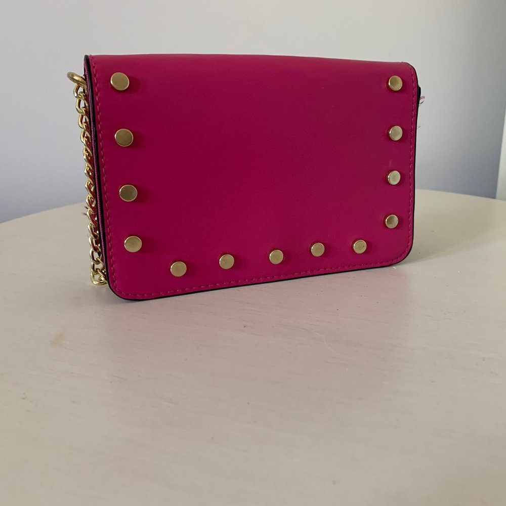 Pink Purse With Gold Buttons